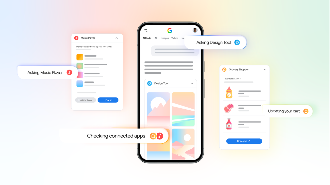 Google AI Mode 首次替用戶跨 App 動手|購物車、設計稿、播放清單直接生成